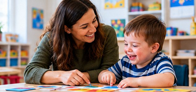 Adult supporting a child's educational activity