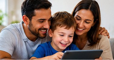 Family participating in a learning activity